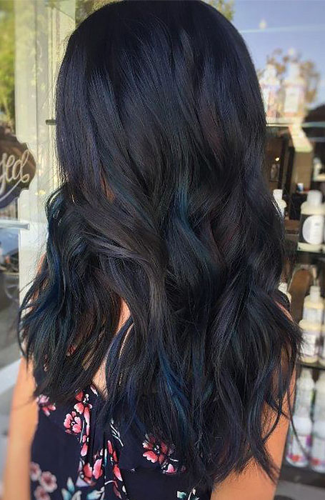 Black Hair Blue Highlights 1