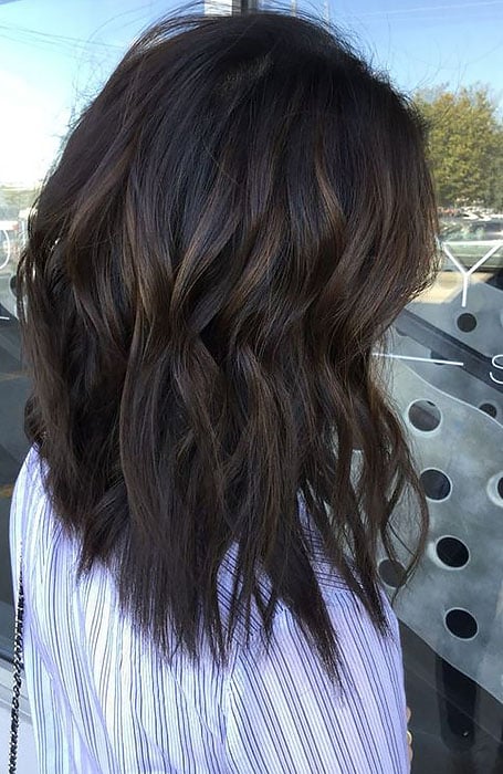 natural dark brown hair with highlights