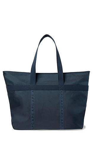 A.p.c. Logo Print Twill Trimmed Ripstop Tote Bag