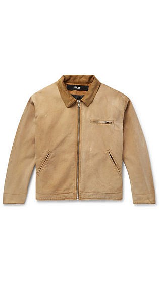 Billy Holly's Dad's Corduroy Trimmed Distressed Cotton Canvas Jacket