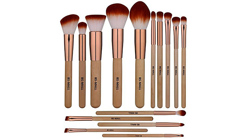 Bs Mall 15 Piece Wooden Makeup Brush Set