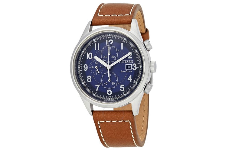 Chandler Blue Dial Men's Chronograph Leather Watch