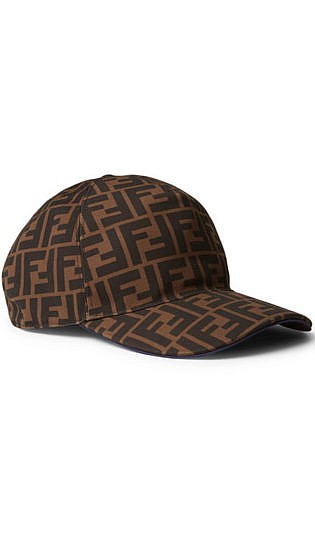 Fendi Logo Print Woven Baseball Cap