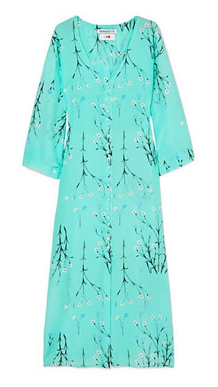 Floral-print silk crepe de chine midi dress
