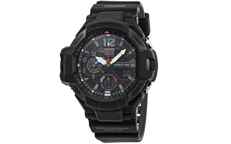 G Shock Gravitymaster Alarm World Time Black Dial Men's Watch
