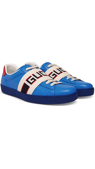 Gucci Logo Print Leather Sneakers