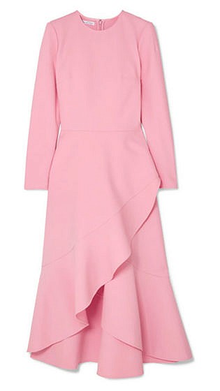 Asymmetric wool-blend midi dress