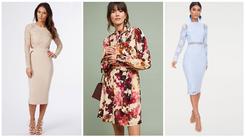 wedding guest long sleeve dresses