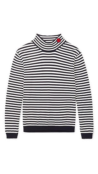Moncler Slim Fit Appliquéd Striped Cotton Rollneck Sweater
