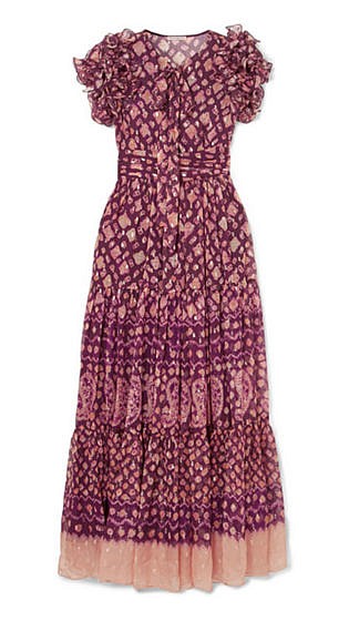 Umbra ruffled fil coupé silk-blend maxi dress