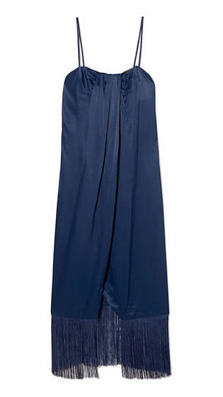 Brighton fringed draped satin midi dress