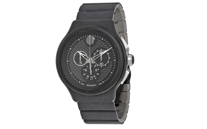 Movado Parlee Black Carbon Fiber Dial Men's Quartz Watch