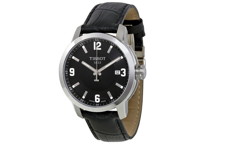 Prc 200 Quartz Black Dial Black Leather Sport Men's Watch