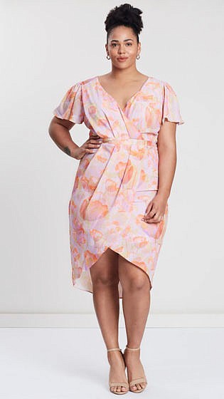 CS CURVY Peony Short Sleeve Drape Dress