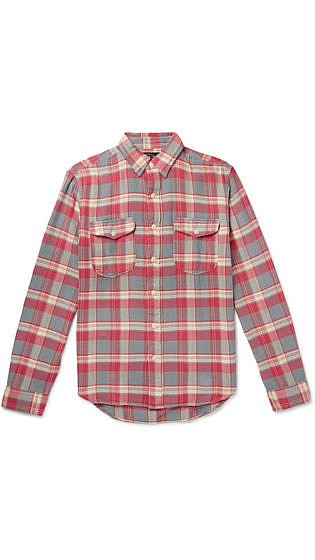 Rrl Checked Cotton Flannel Shirt