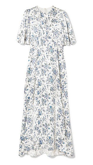 Floral-print silk-satin maxi dress