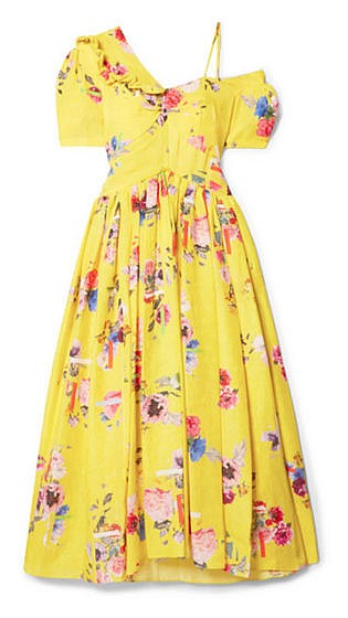 Domino floral-print silk-blend cloqué midi dress