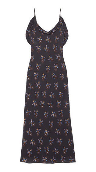 Ruffled floral-print silk crepe de chine maxi dress
