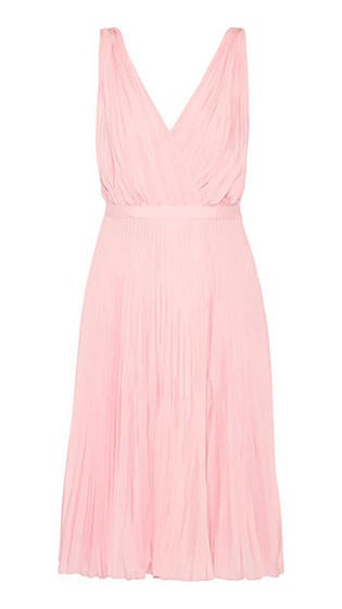 Wrap-effect plissé-crepe de chine dress