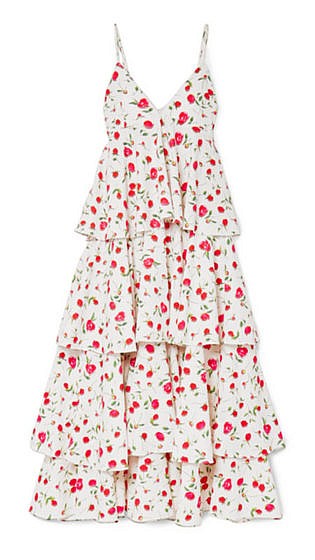 Tiered floral-print crepe dress