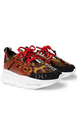 Versace Chain Reaction Panelled Calf Hair Sneakers