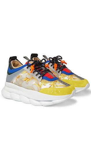 Versace Chain Reaction Panelled Canvas Sneakers