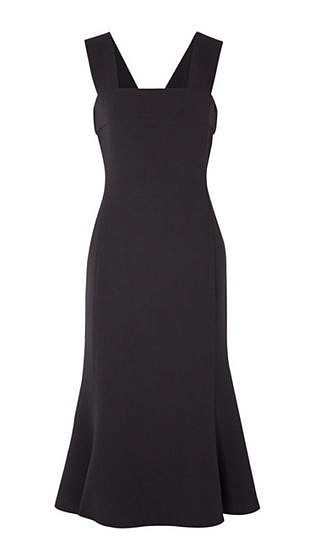 Fluted wool-blend midi dress