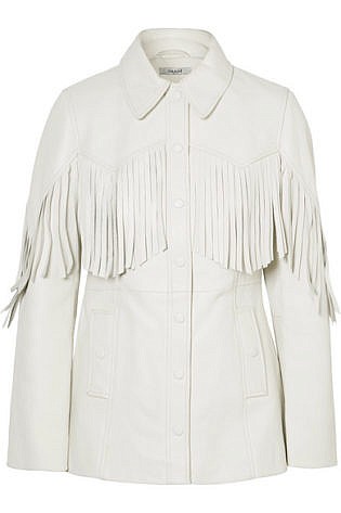 Angela Fringed Textured Leather Jacket