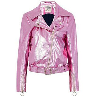 Britany Metallic Faux Leather Biker Jacket