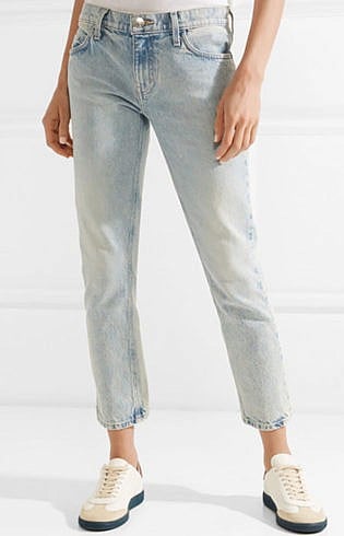 Current Elliott The Cropped Mid Rise Straight Leg Jeans