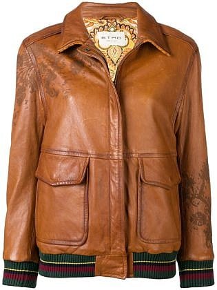 Etro Leather Bomber Jacket Brown