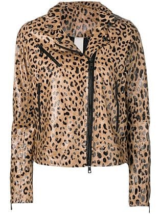 Giorgio Brato Leopard Biker Jacket Brown