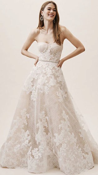 strapless a line lace wedding dress