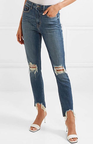 High Line Cropped Distressed Skinny Jeans