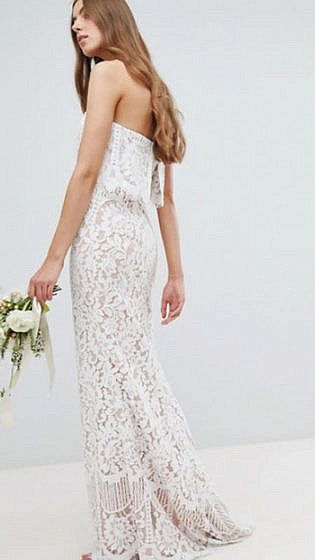 Jarlo Tall All Over Lace Bandeau Maxi Dress
