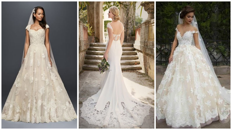 Lace Cap Sleeve Wedding Dresses