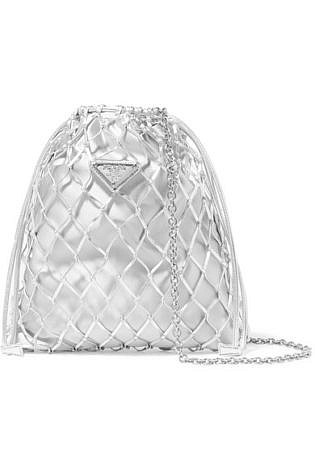 Macramé Leather And Satin Bucket Bag
