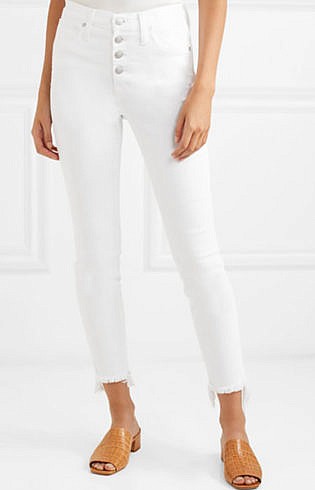 Madewell Cropped Frayed High Rise Skinny Jeans