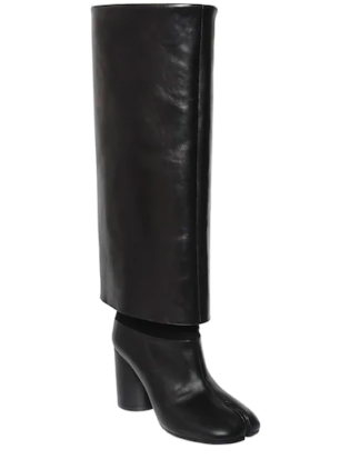 Maison Margiela, 80mm Tabi Brushed Leather Boots, Black, Luisaviaroma
