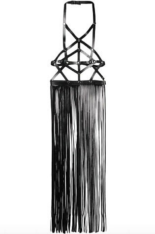Manokhi Fringed Harness Top Black