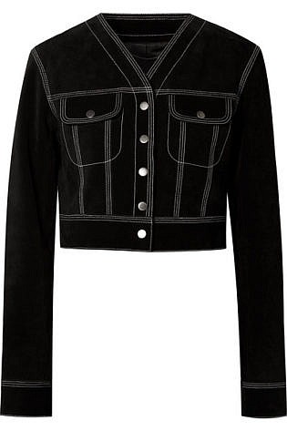 Marc Jacobs Cropped Suede Jacket Black