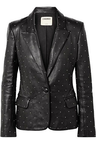 Montegoi Studded Leather Blazer
