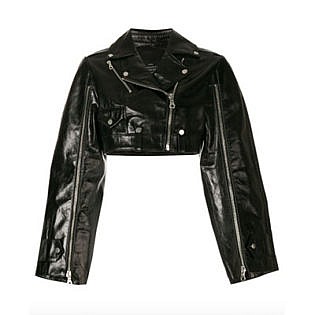 Rokh Cropped Biker Jacket Black