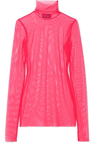 Stretch Mesh Turtleneck Top