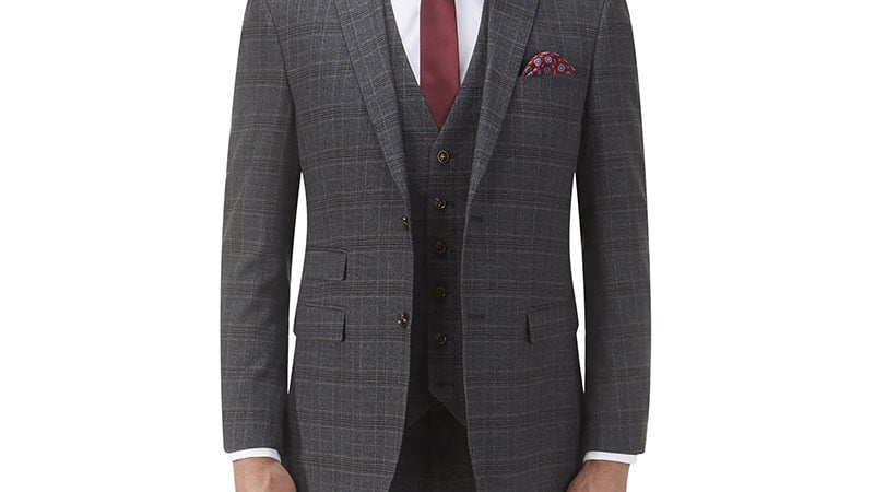 Buy Men Grey Textured Slim Fit Wedding Three Piece Suit Online - 694224 |  Peter England