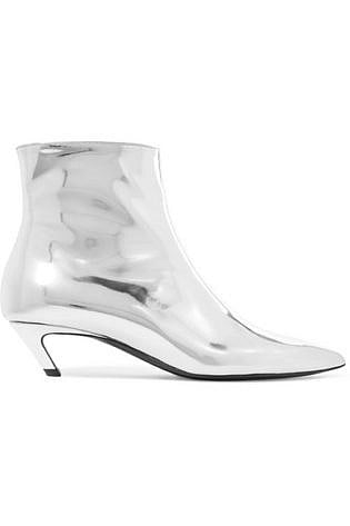 Talon Slash Mirrored Leather Ankle Boots