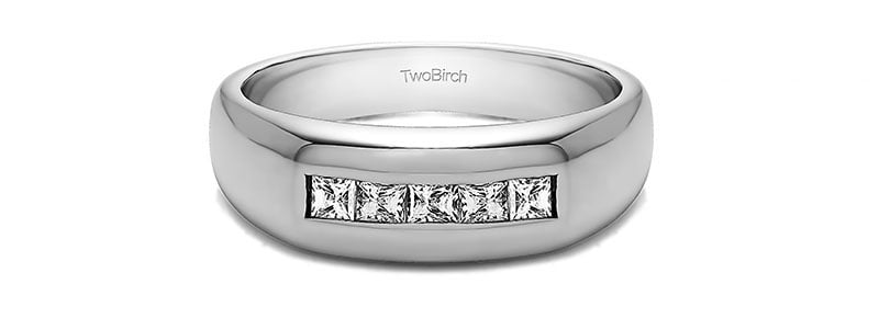 Twobirch White Gold Men's Wedding Ring
