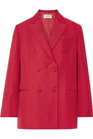 Valentino Oversized Silk And Wool Blend Crepe Blazer Red