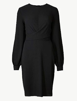 Crepe Long Sleeve Shift Dress | Marks & Spencer London