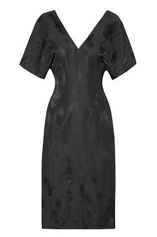 Linen Blend Jacquard Midi Dress